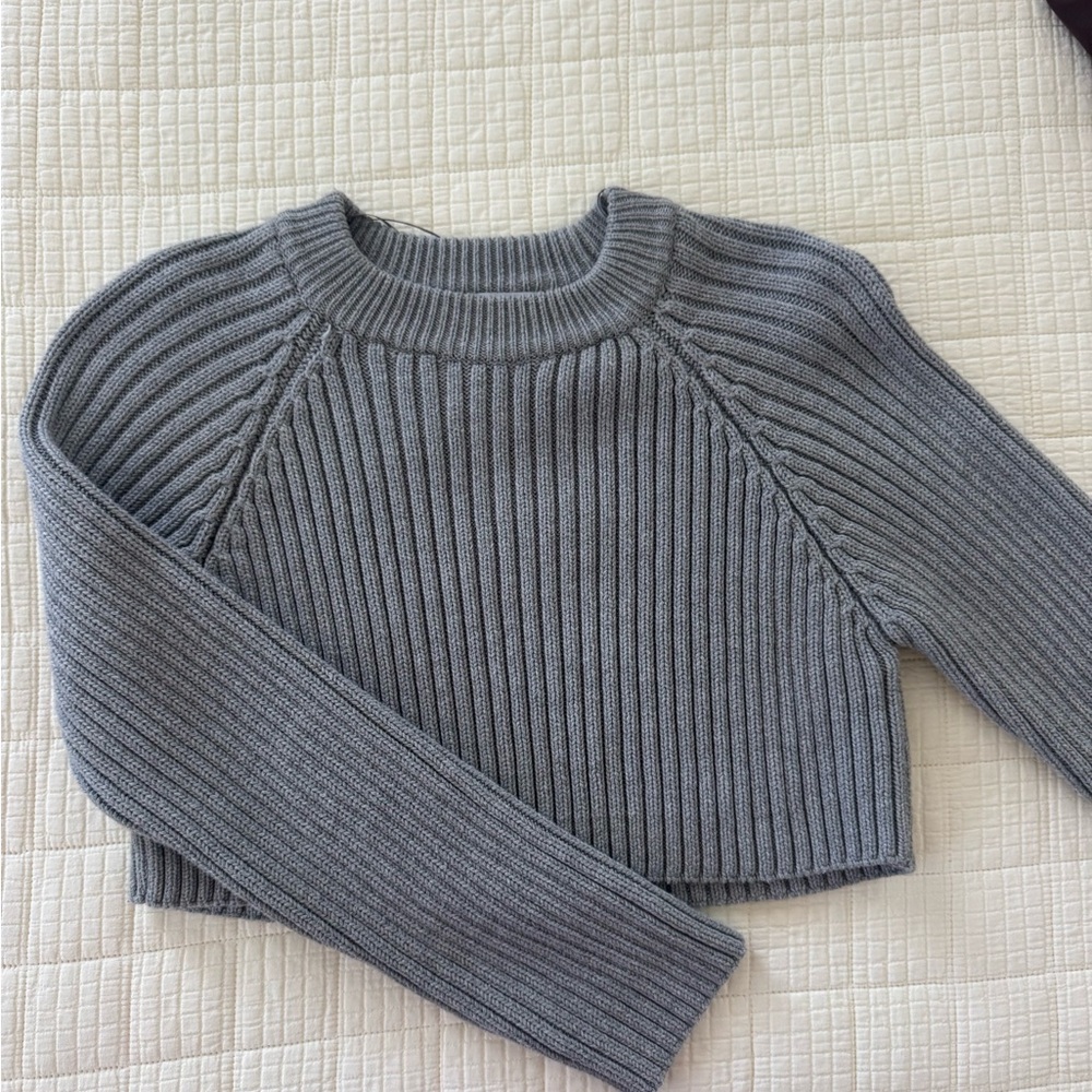 Zara Charcoal Ribbed Crew Neck Sweater